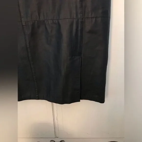 Vintage Comint Black Leather Skirt Long Size 11/12 Made in Argentina - Picture 3 of 8